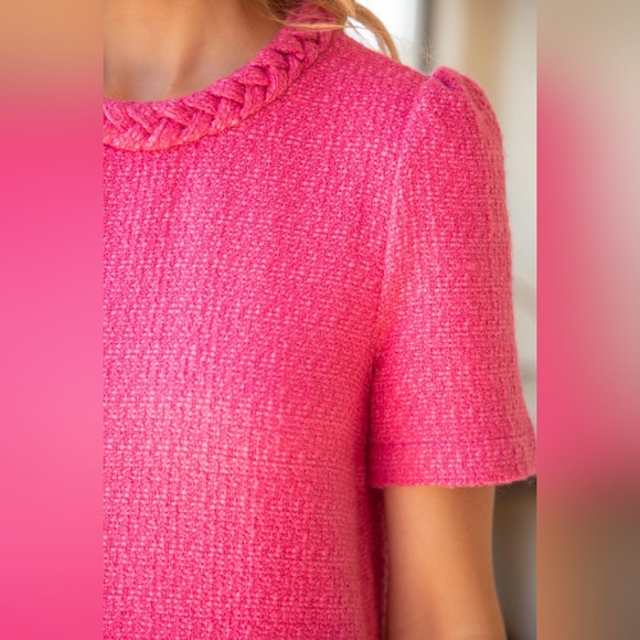 #284 🛑M, L  HIGH END Fabulous Braid Neck Front Pocket Tweed Dress - Picture 5 of 5